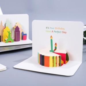 Wholesale Happy Birthday Personalised Printed Cards 105x145mm White Cardboard 3D Pattern from china suppliers