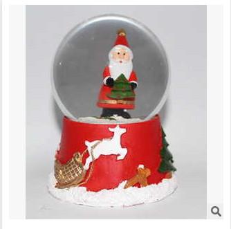 New creative promotion gift christmas santa clause resin led snow glass ball