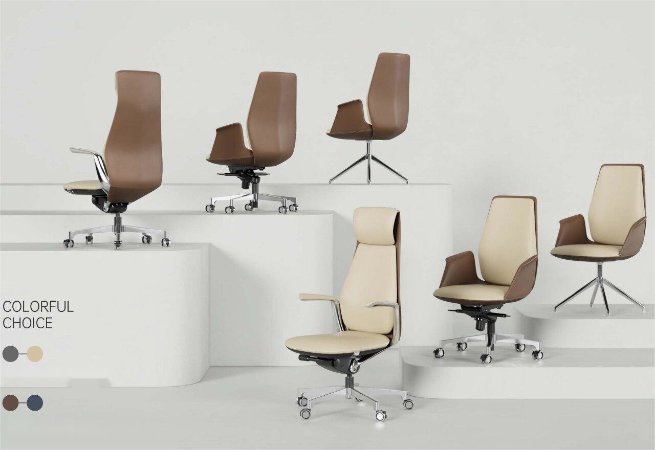Modern Office Swivel Chair Hotel Study Room High Back Comfortable Leather Chair