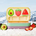 DIY Cartoon Fruit Shape Ice Cream Mold 3 grids Silicone Popsicle Mold Food Grade