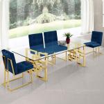 Modern 200cm Tempered Glass Dining Table Set 6 Chairs Stainless Steel Base