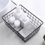 Home Snacks Rectangle Small Wire Storage Basket Black Silver White