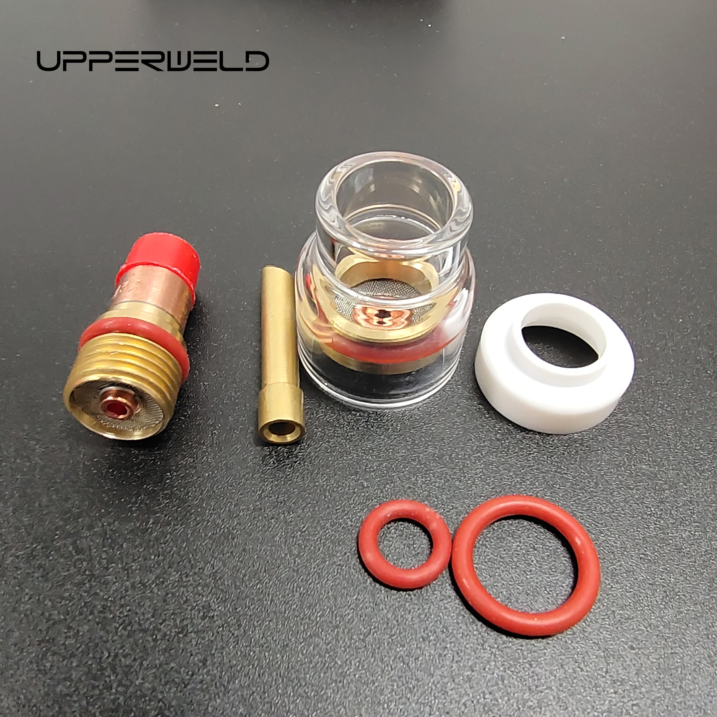 Clear Tig Welding Torch Parts and Accessories Champagne Nozzle Kit with Adapter 2.4mm