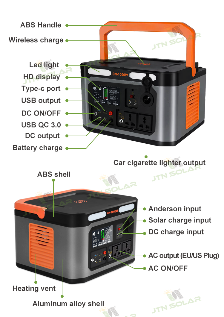 Outdoor Lifepo4 Portable Power Station With Solar Panel 500W 1500W