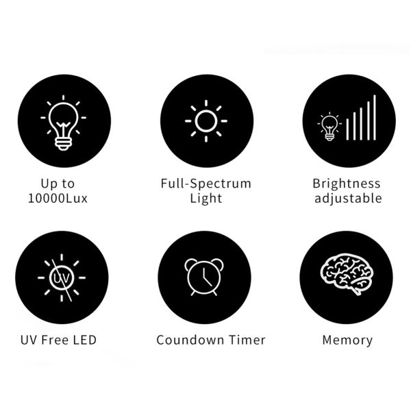 Acrylic ABS Led Bar LED Bright White Therapy Light 10000Lux Brightness UV Free Timer Touch Control Standing Bracket Bedroom