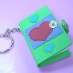 Eco - friendly Blue with red heart Soft PVC Material Key Chain