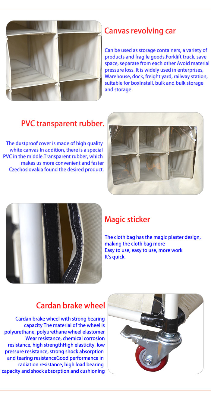 Simple Operation Canvas Lean Trolley / Stainless Steel Storage Trolley