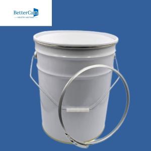 Wholesale 20L Round Metal Paint Bucket White Exterior With Metal Cover from china suppliers