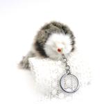 White Alloy Cute Doll Keyring Gray Frisco Furry Mouse shape OEM