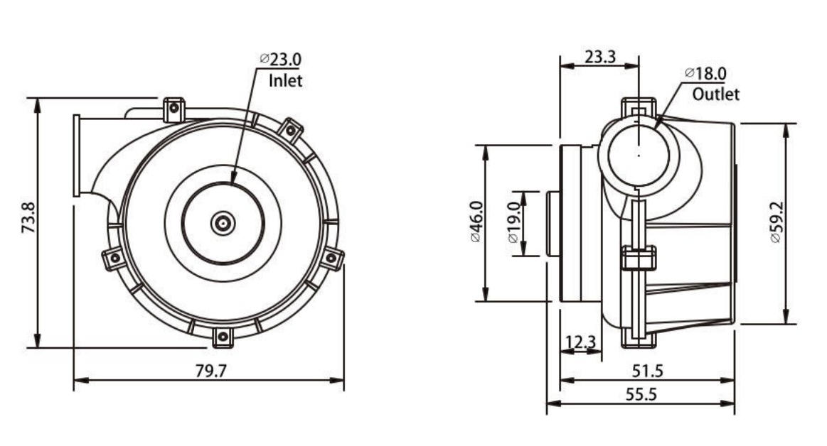 Junqi 24V 26M³/H Airflow Brushless DC Blower Fan OWB7050 For Medical Device