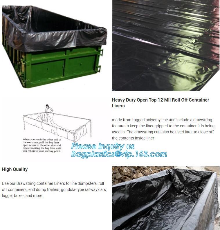 Dumpster 6Mill Open Top Roll Off Drawstring Container Liners,Open Top Drawstring 6 Mil Roll Off Container Liners, BAGEAS