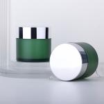 4oz Acrylic Matte Green Face Cream Jar With Golden Silver Lids