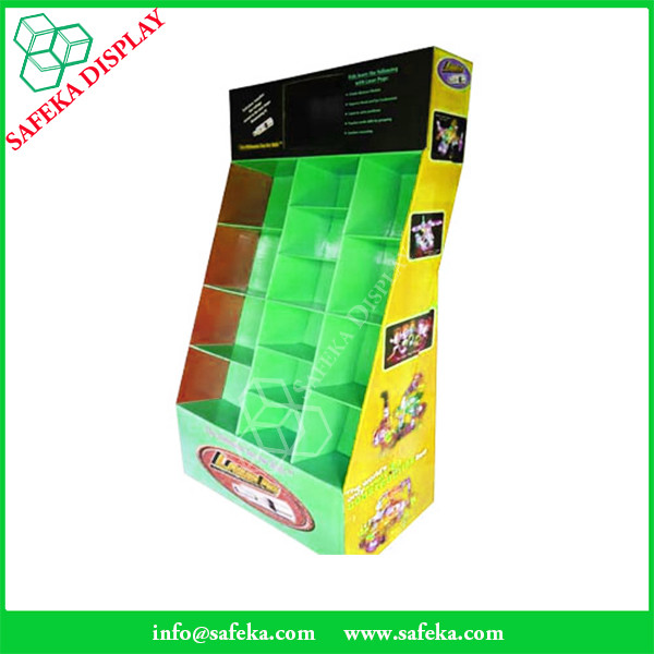 Point of sale display ideas 12 pockets Custom cardboard floor display stand rack for supermarket promotion