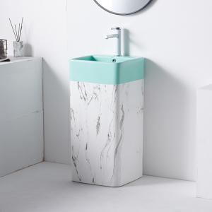 Wholesale Self Cleaning Rectangular Ceramic Wash Basin Pedestal Bathroom Sink from china suppliers