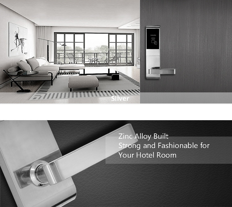 Smart Hotel Aluminium Door Lock 300mm * 75mm 200 Cards Data Capacity