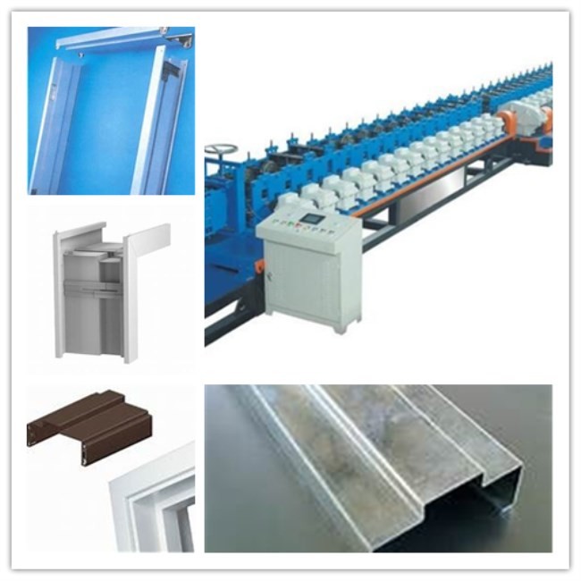 SGS Hollow Metal Door Frame Roll Forming Machine With Hydraulic Post Cutting