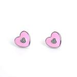 Wedding Occasion Pink Heart Stud Earrings For Necklace Jewelry Sets