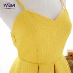 Korean style summer yellow spaghetti strap short umbrella ladies elegant dress