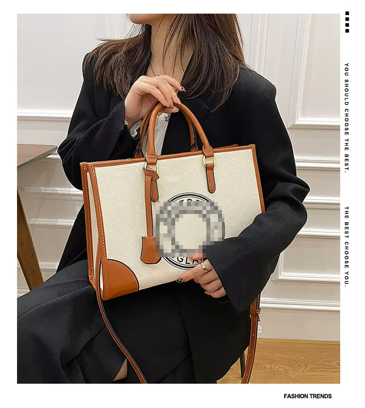 2024 Women's Single-Shoulder Canvas Handbag with Large Capacity Purse and Zip Closure