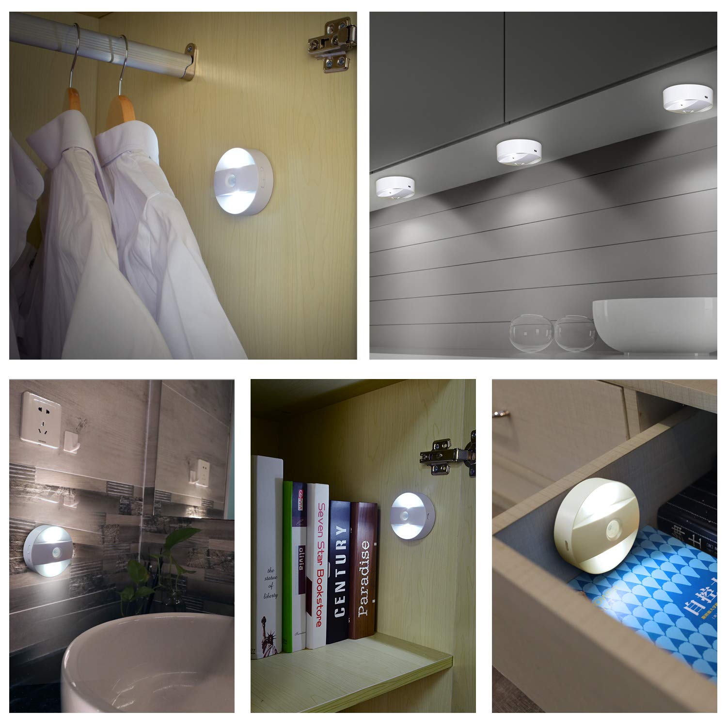 LED Wireless Night Light Remote USB Rechargeable Closet Light Mini Under Cabinet Lights