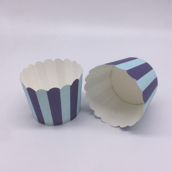 Disposable Baking Cupcakes Paper Cups , Striped Cupcake Wrappers Customized