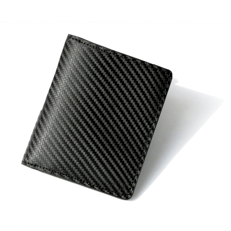 Carbon Fiber Pocket Coin Purse PU Card Holder Business Wallet Multifunctional Vertical Bifold Bag