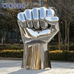 Customized outdoor park large fist power stainless steel sculpture