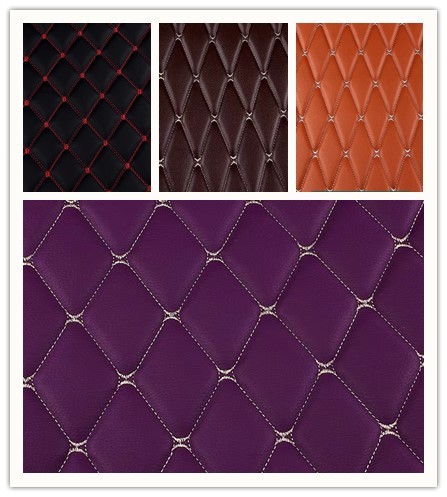 Car Footmat PVC Faux Leather Material Diamond Embroidery PVC Sponge Leather