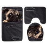 Pets Universal Toilet Lid Cover Bathroom Mat 3 Piece Set Non Slip