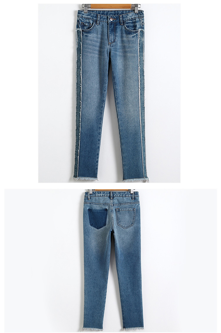 Children Girls Denim Clothes Grinding Trendy Trousers Med Blue Color
