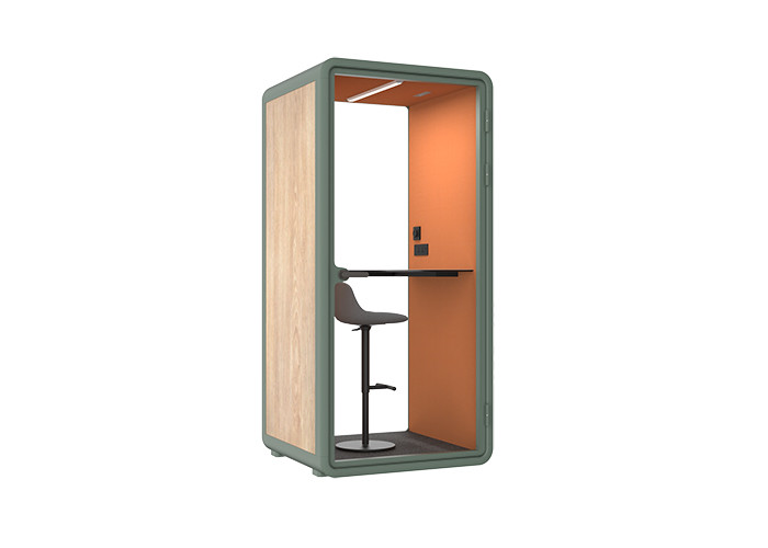 Office pods model S-1 person booth multiple interior colors available acoustic pods with steel panel tempered glass