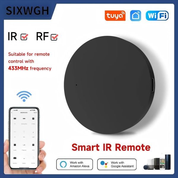 SIXWGH Universal Smart Remote Control Wi-Fi IR + RF Alexa Google Home Voice Control 433/315MHz for TV Fan Tuya Smart Life App