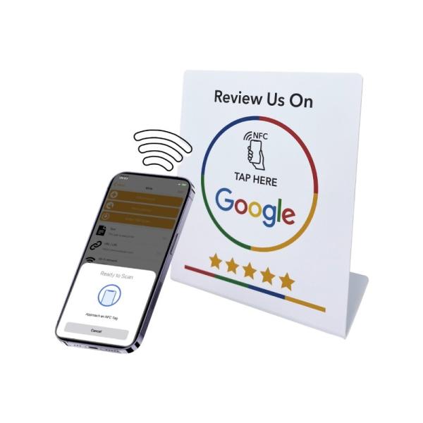 Custom NFC Stand Social Media Review NFC PVC Google Review Card Menu Display