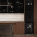 Contemporary Wood Grain Kitchen Set Furniture Cabinet And Stainless Steel
