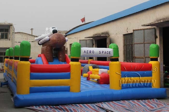 Aerospace Theme Inflatable Fun City , Water Resistant Giant Bouncy House