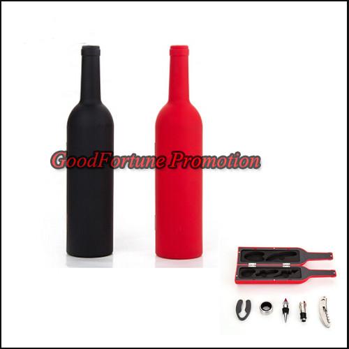 New Arrival 5pcs set creative bottle shape stainless steel wood bottle opener