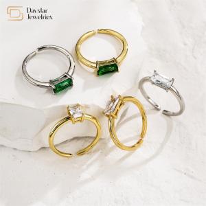Wholesale Square Crystal Zircon 18k Diamond Rings Gold Plated Adjustable Opening from china suppliers