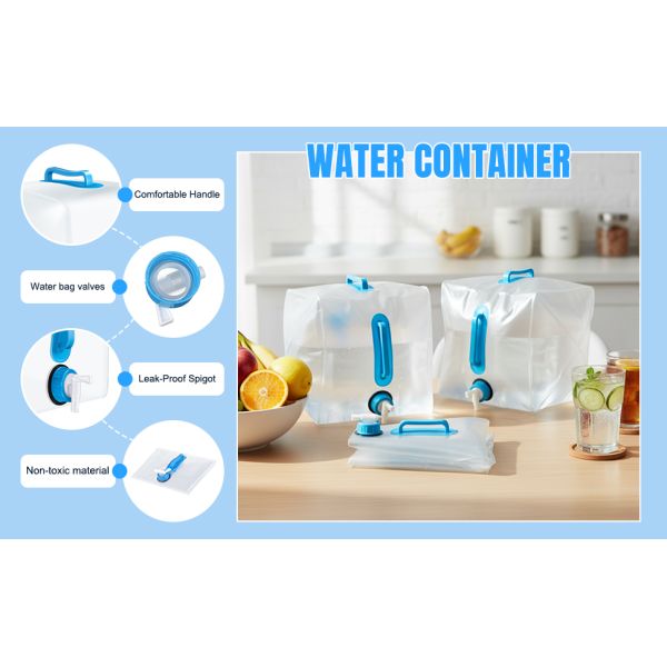 Collapsible Water Container With Spigot, Foldable Camping Water Container Portable Camping Storage Carrier Jug For Outdoors Hiking Emergency Kit