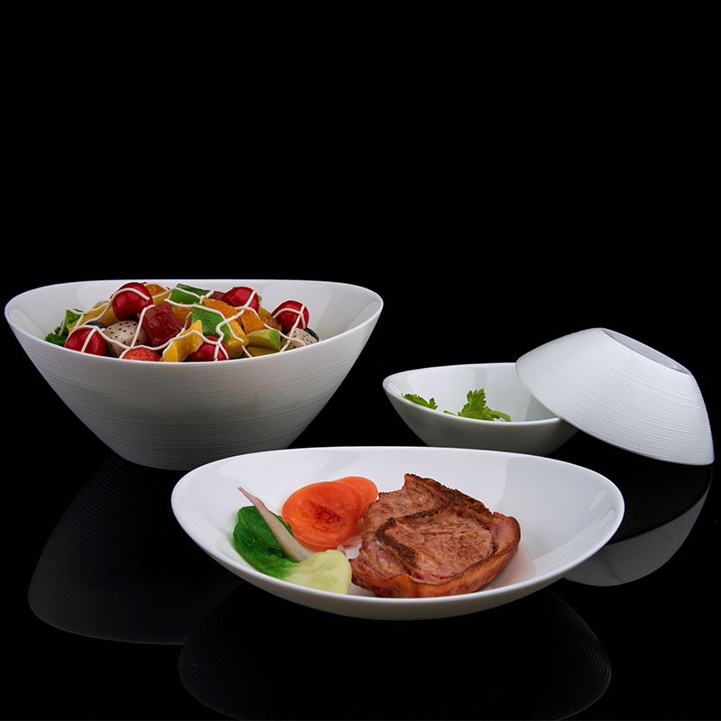 Restaurant Ingot Shaped Wind White Glass Ceramic Plate