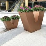 Outdoor large stainless steel mirror planters gold flower pots for hotel