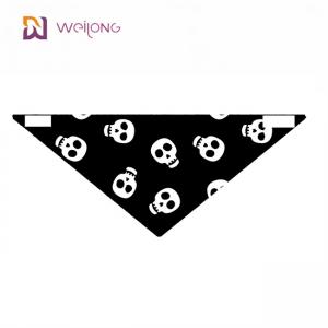 Wholesale BSCI Halloween Dog Bandanas Fashionable Soft Triangle Bibs Scarf with Skull Pattern from china suppliers