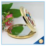 Shinny Gifts Rhinestone Small Metal Mirror For Craft Crystal Round Shape Pocket