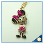 Custom Rhinestone Cartoon mouse Animal Shape metal Crystal Key Chain Ring Holder