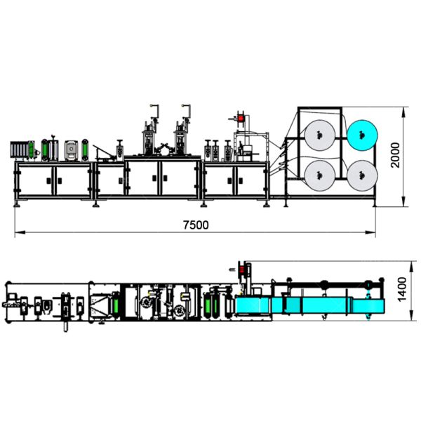 Face Mask Making Machine Fully Automatic KF94 Mask Packing Machine 6375*2600*1650