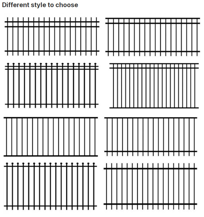 6'x10' Privacy Garden Tubular Picket Fence Corrosion Resistant Wrought Iron Fence Panels