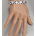 Finecraft 16 Cttw Natural Tanzanite White Topaz Link Tennis Bracelet Sterling