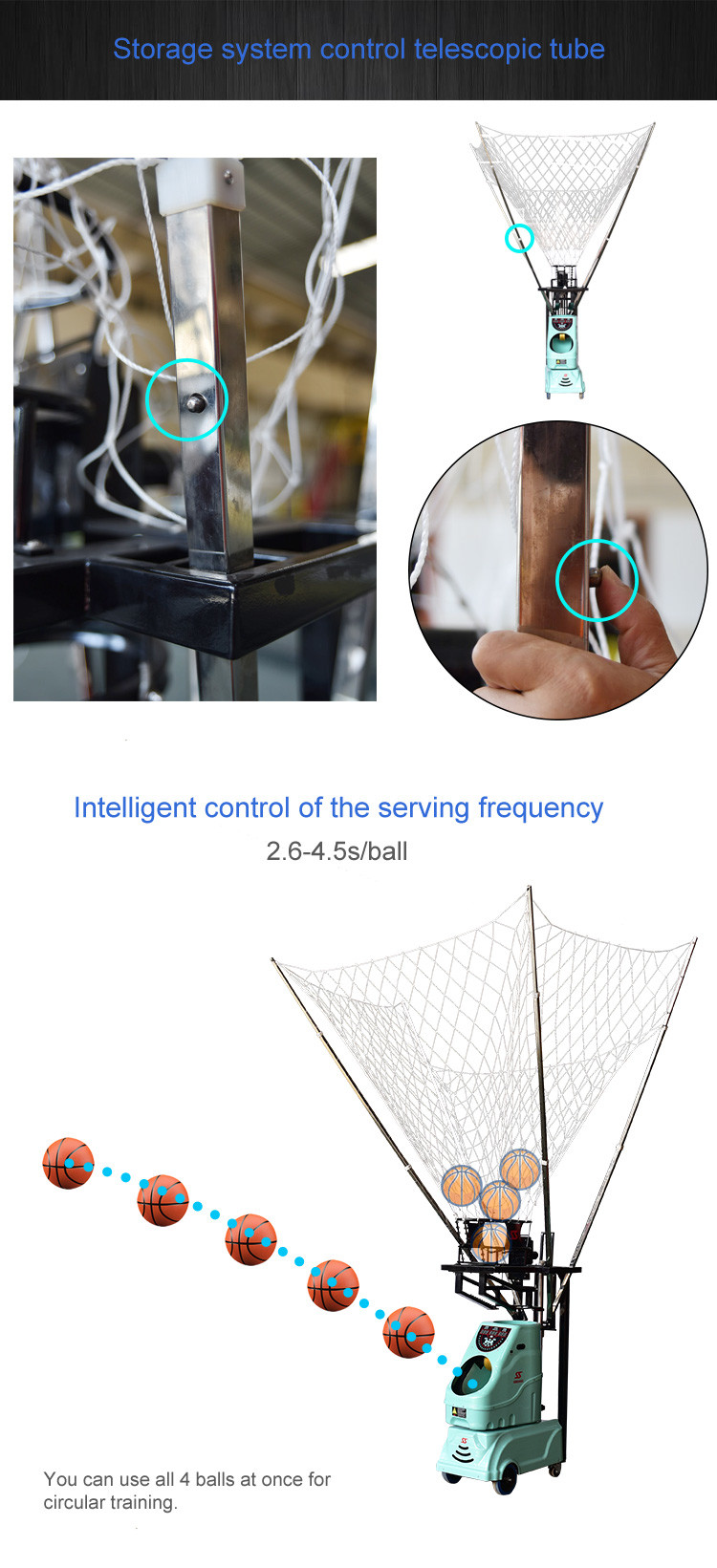 280W 17 Points Portable Basketball Return System Basketball Scoring Machine