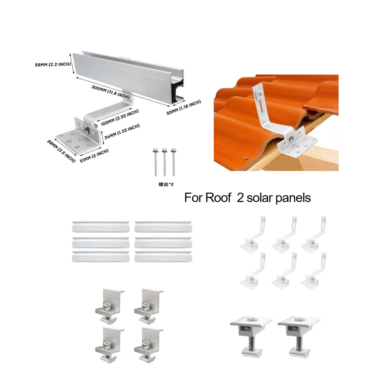OEM Service Photovoltaic Shingle Roof Solar Hook with 60m/s Wind Load and Customized Size