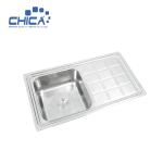 CH8346 Single Bowl Sink With Drain Board Stainless Steel Kitchen Sink Press