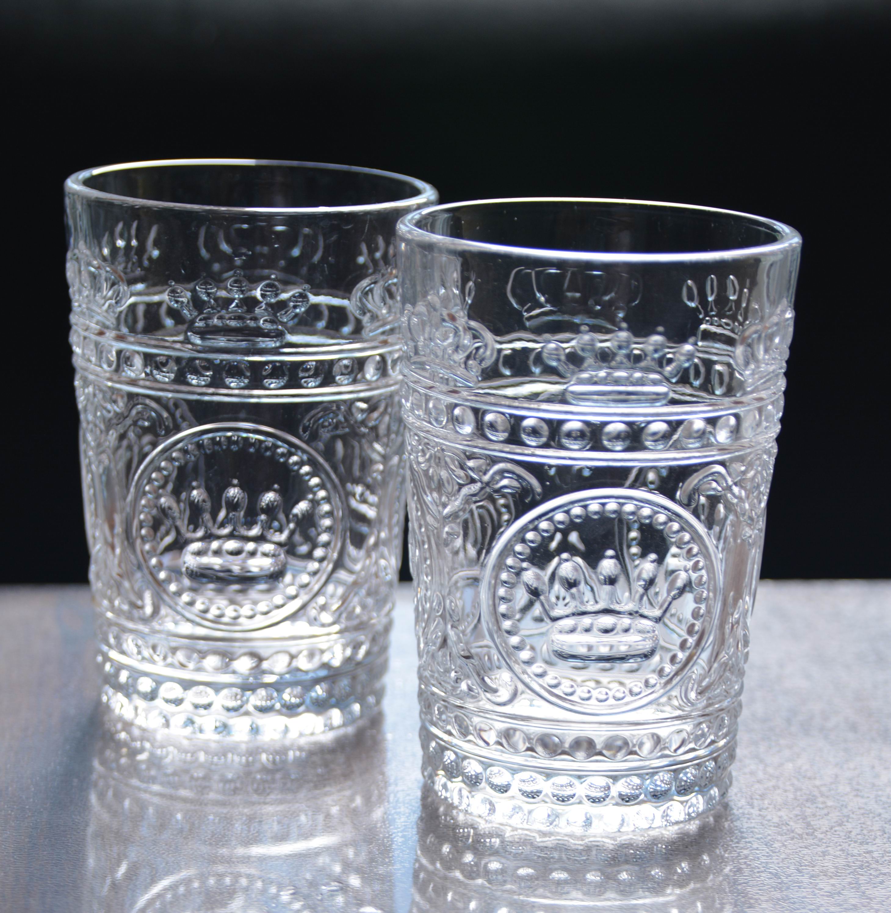 8Oz Crown Design Embossed Tumbler Drinking Glasses